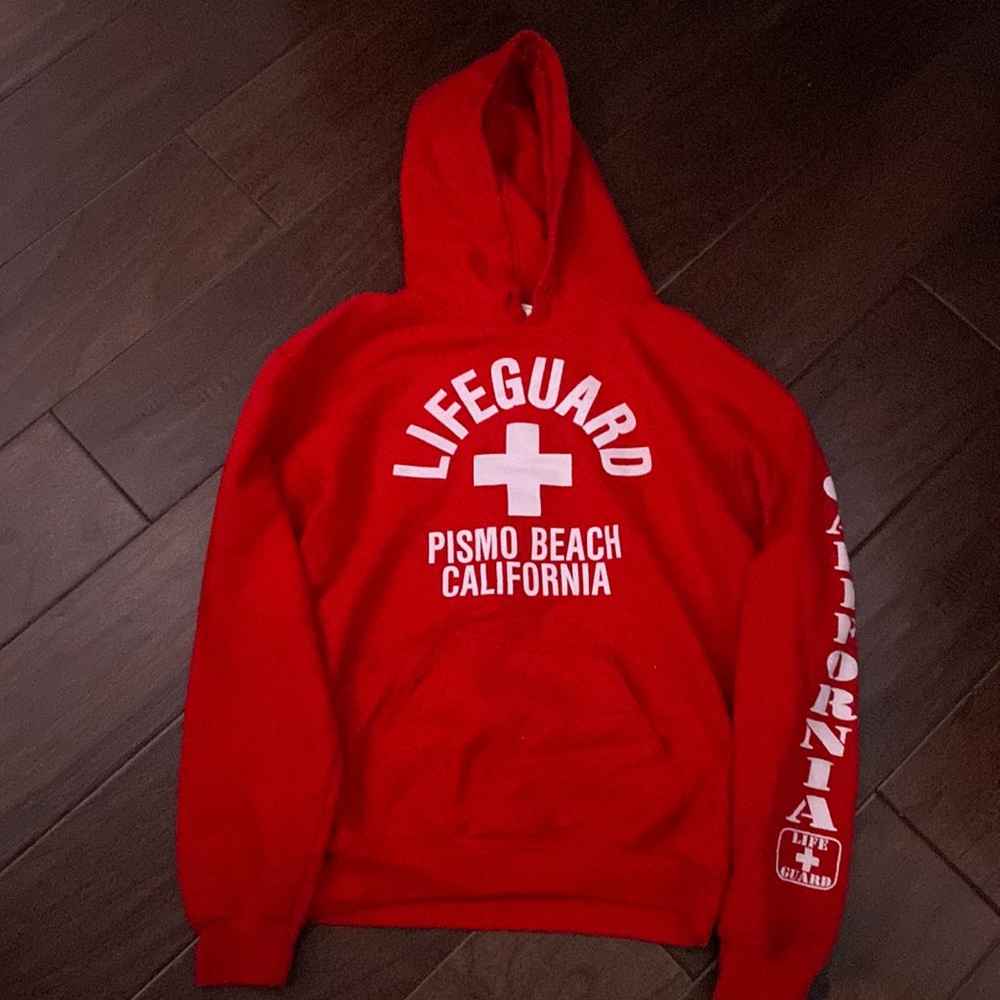 red lifeguard hoodie